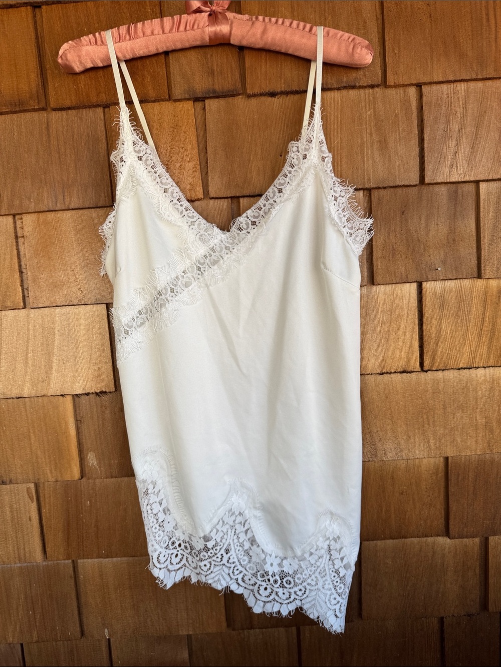 Lace Trim Slip Dress - White